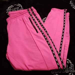 Pink skinny track pants